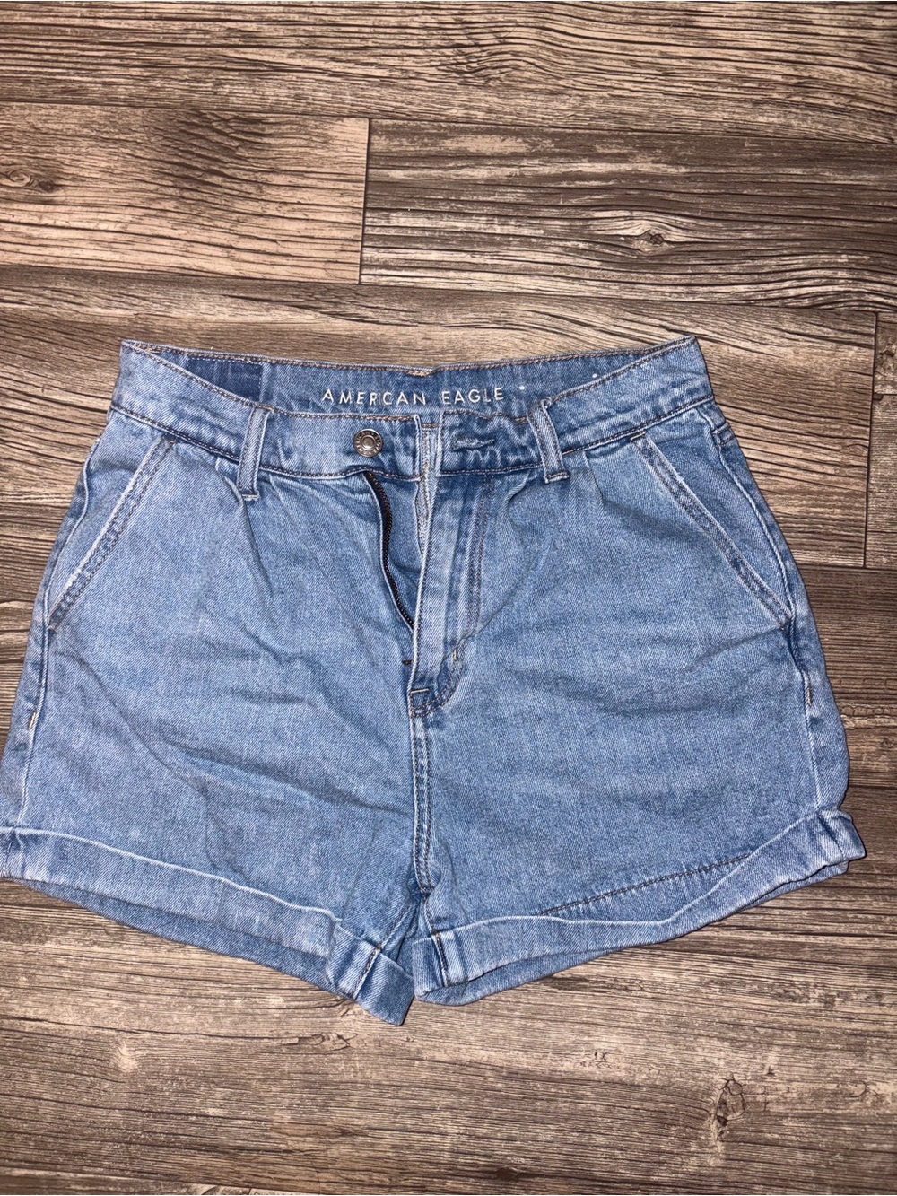 American Eagle Outfitters Medium Blue High-Rise Denim Shorts